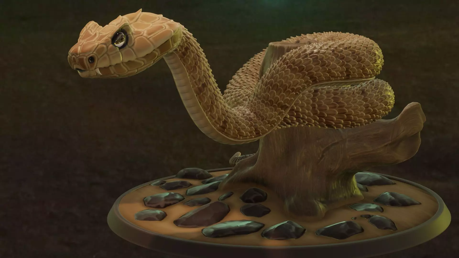 Realistic Rattlesnake Model statue of snake 3D model_0