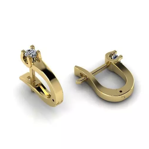 Earrings with one stone Model 2913 3D print model_0