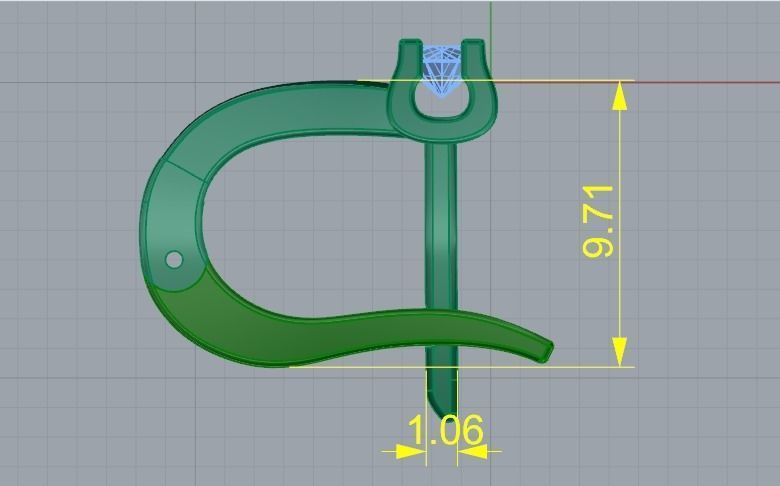 Earrings with one stone Model 2913 3D print model_6