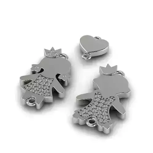 Pendant boy girl and heart Model 2912