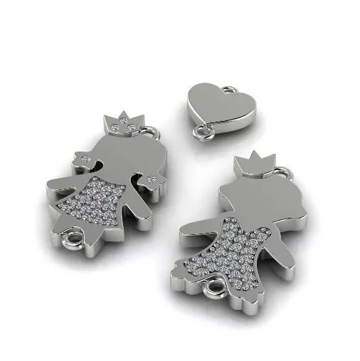 Pendant boy girl and heart Model 2912 3D print model