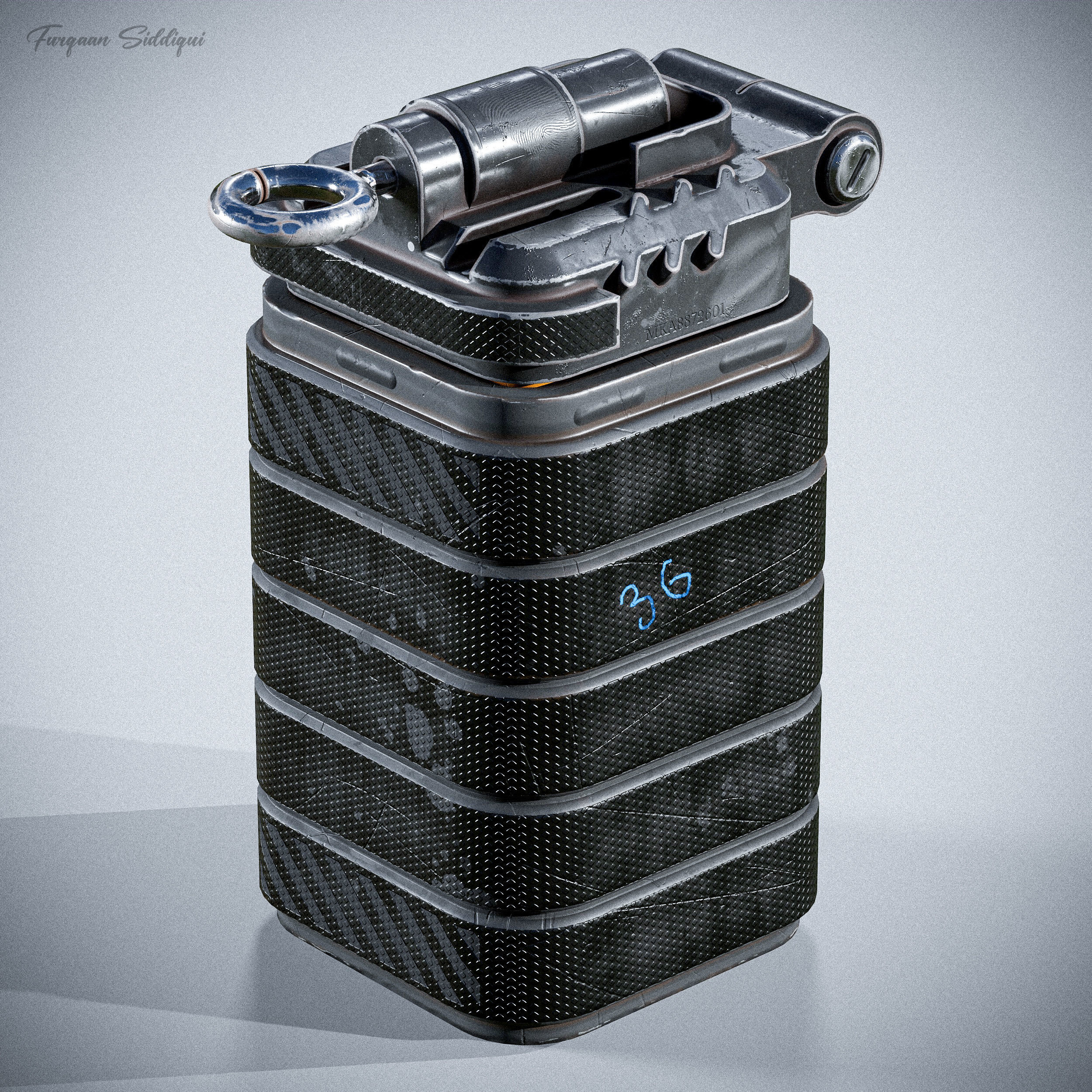 Sci-fi Bulky Frag Grenade Low-poly 3D model_3