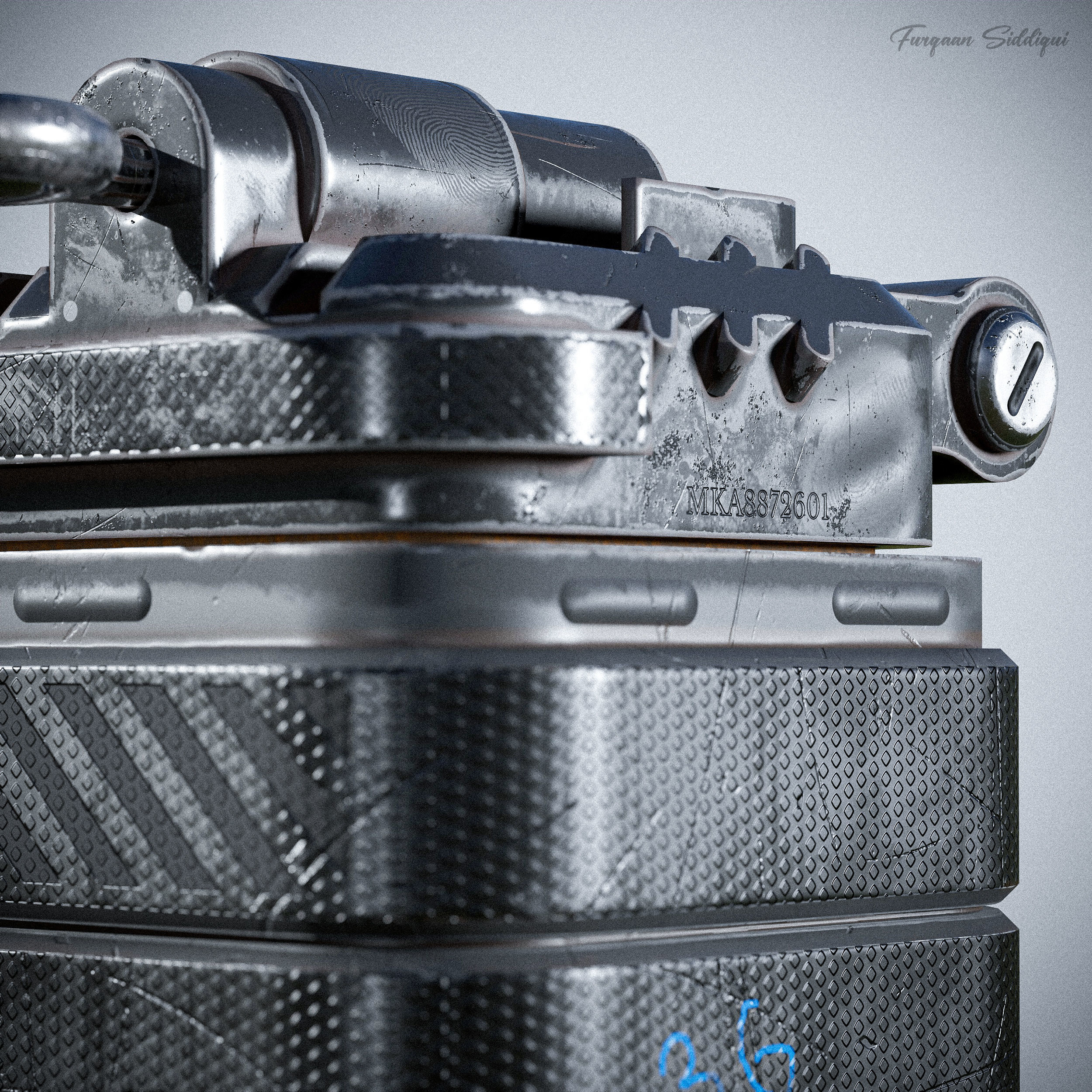 Sci-fi Bulky Frag Grenade Low-poly 3D model_17