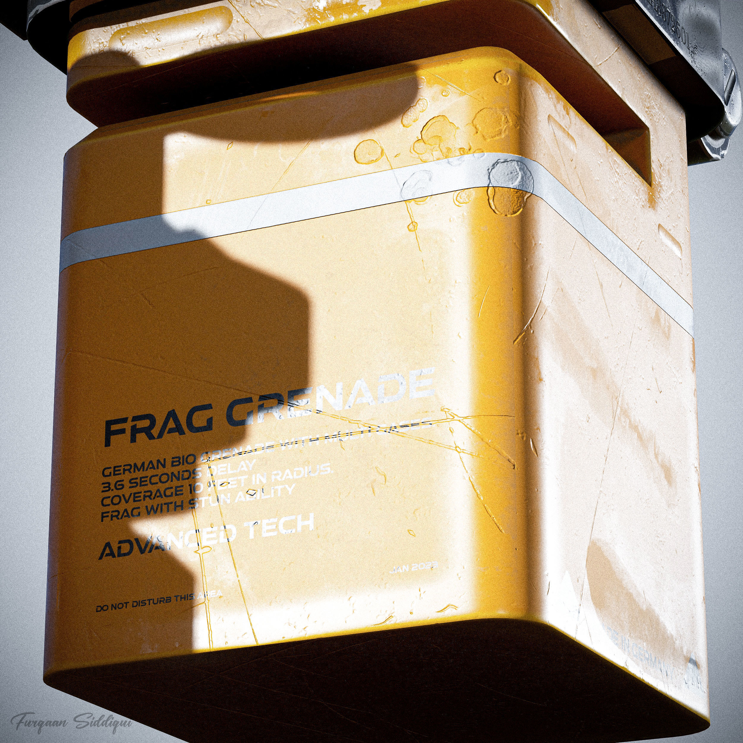 Sci-fi Bulky Frag Grenade Low-poly 3D model_7