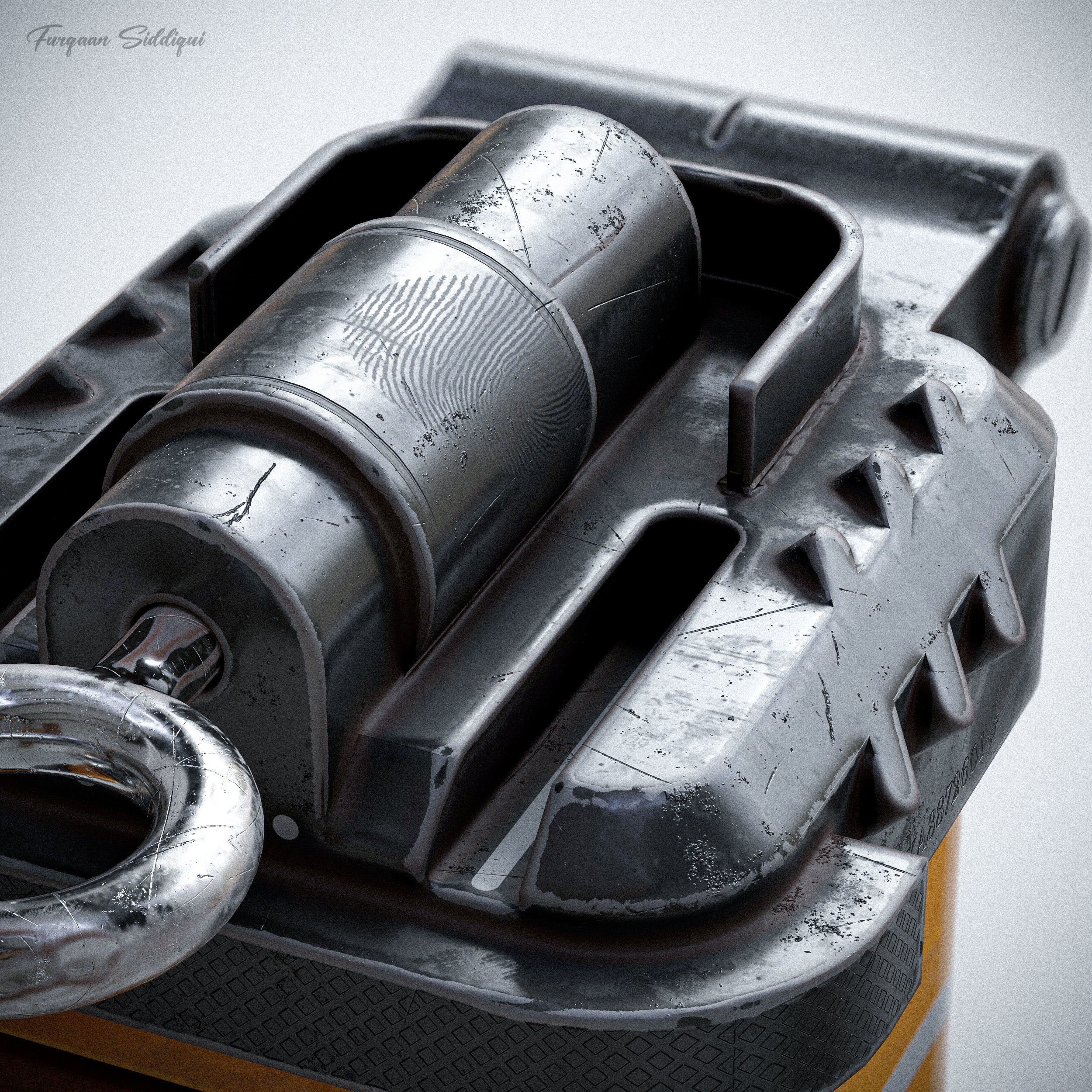 Sci-fi Bulky Frag Grenade Low-poly 3D model_9