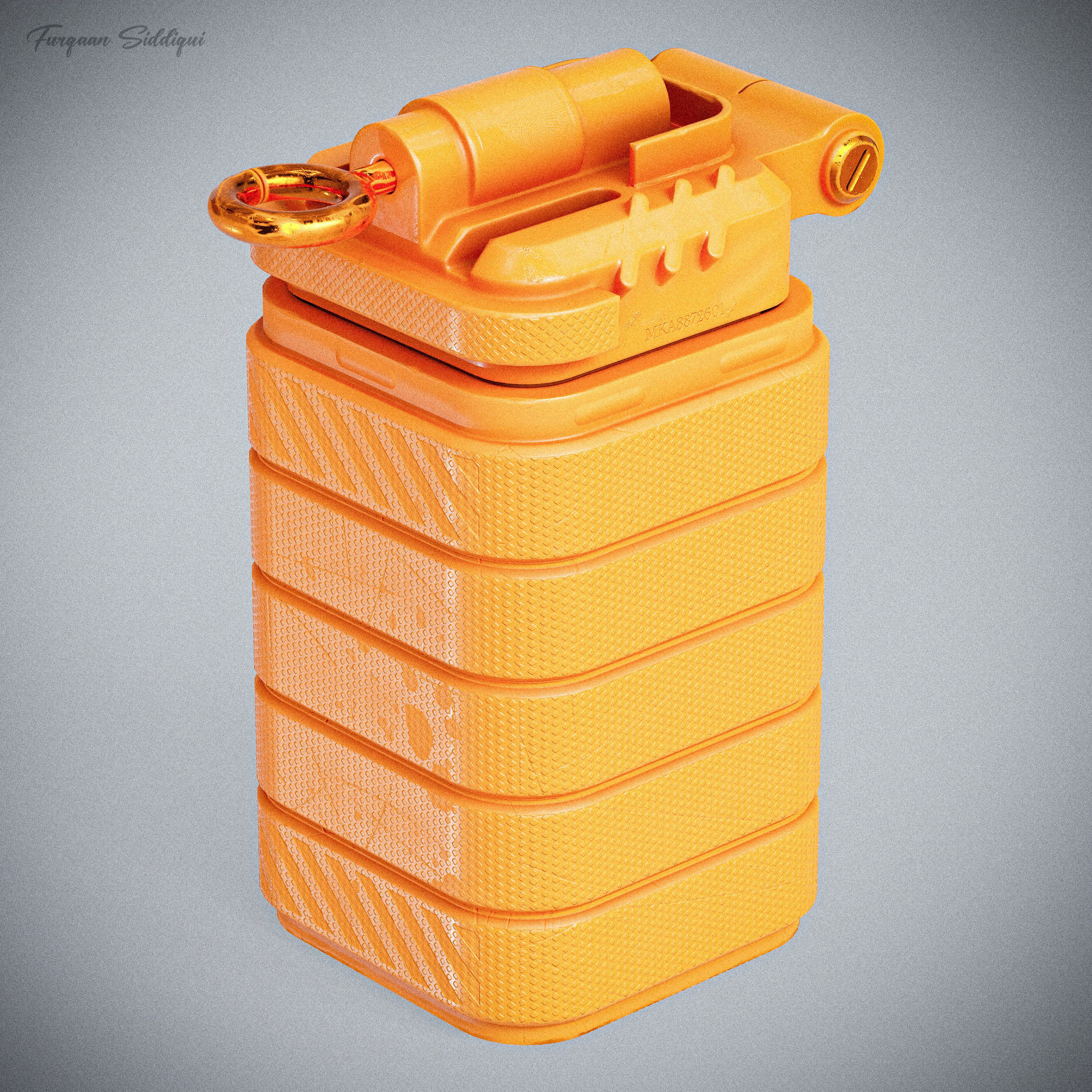 Sci-fi Bulky Frag Grenade Low-poly 3D model_13