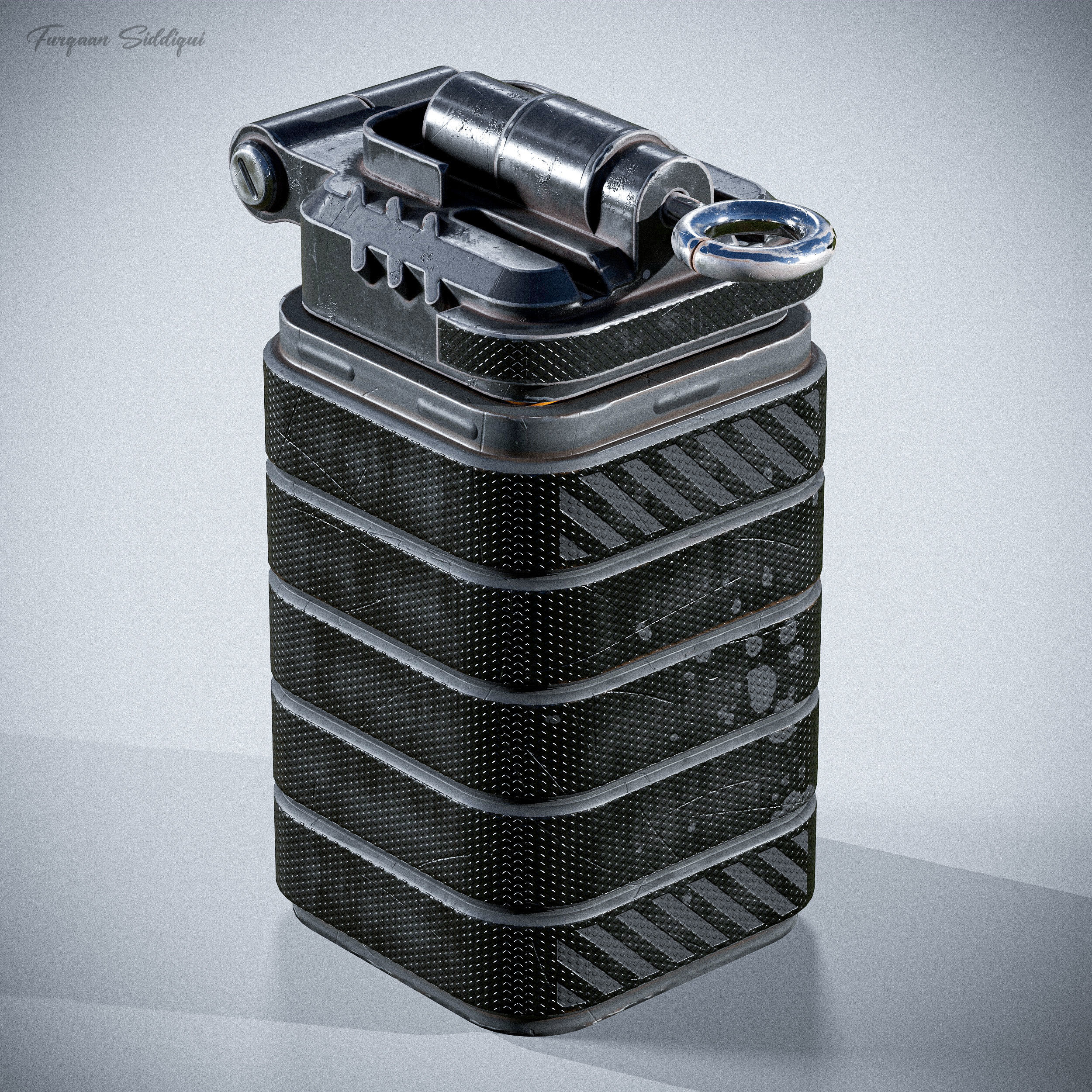 Sci-fi Bulky Frag Grenade Low-poly 3D model_2