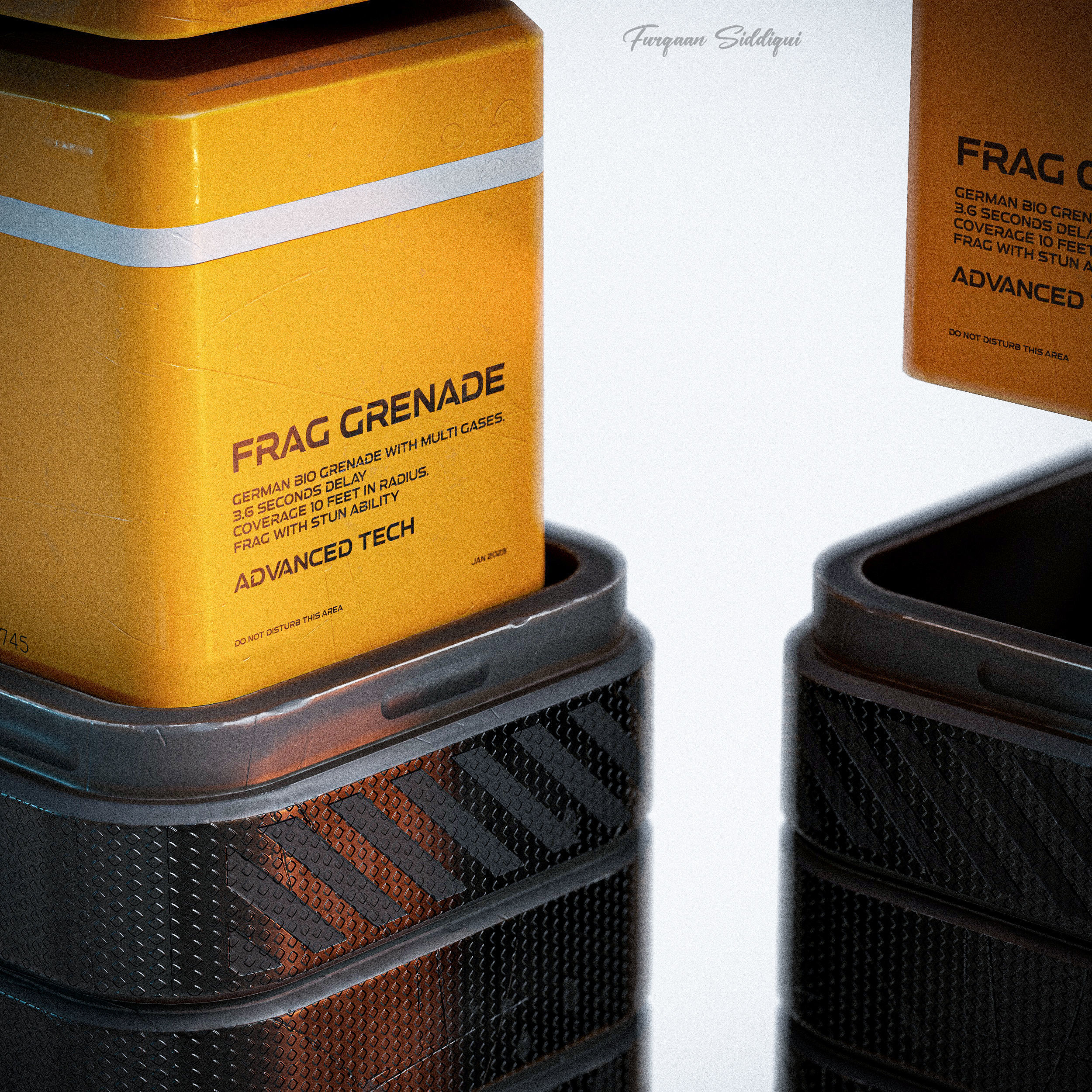 Sci-fi Bulky Frag Grenade Low-poly 3D model_11