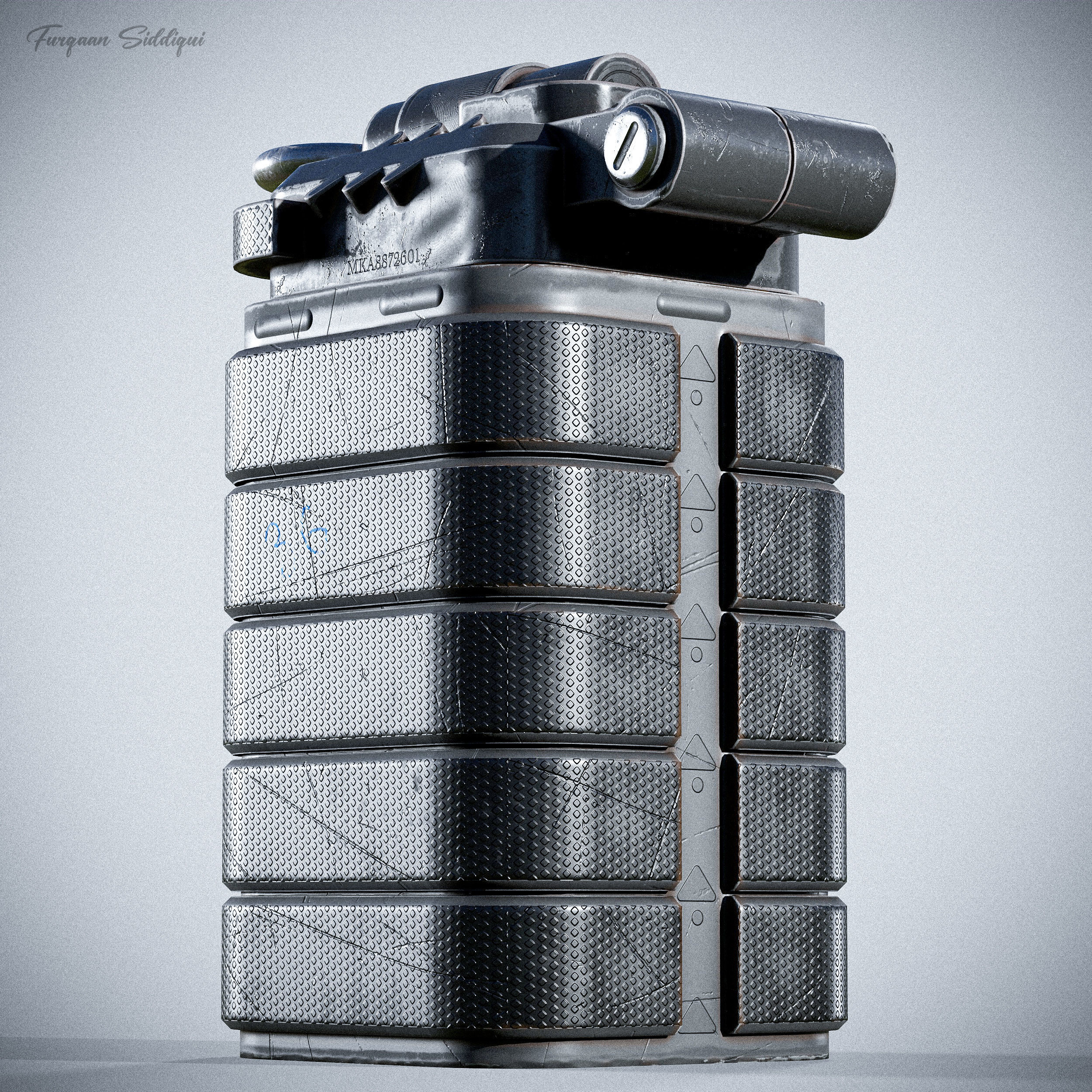 Sci-fi Bulky Frag Grenade Low-poly 3D model_19