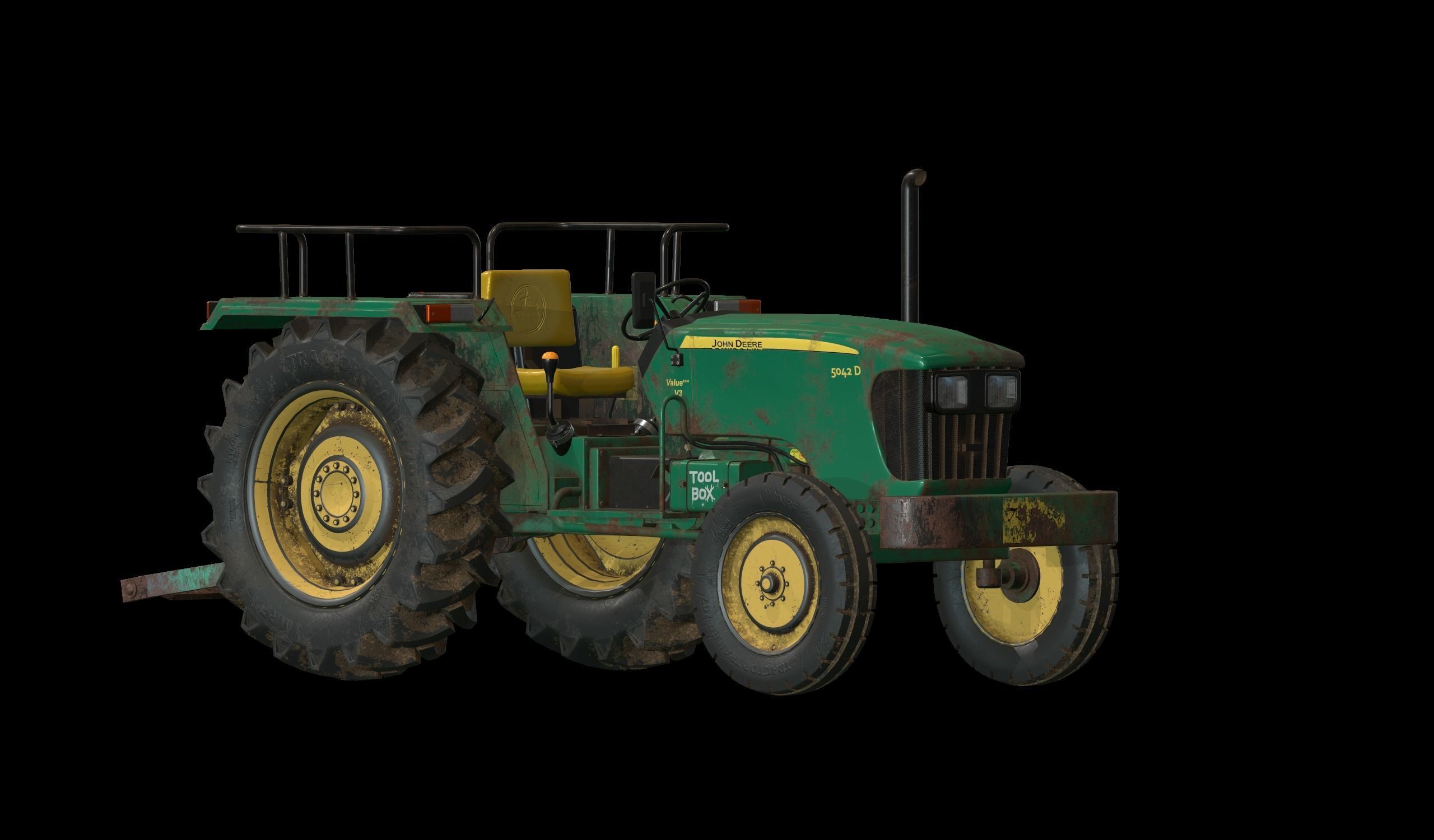 Tractor Low Poly john deere Low-poly 3D model_5