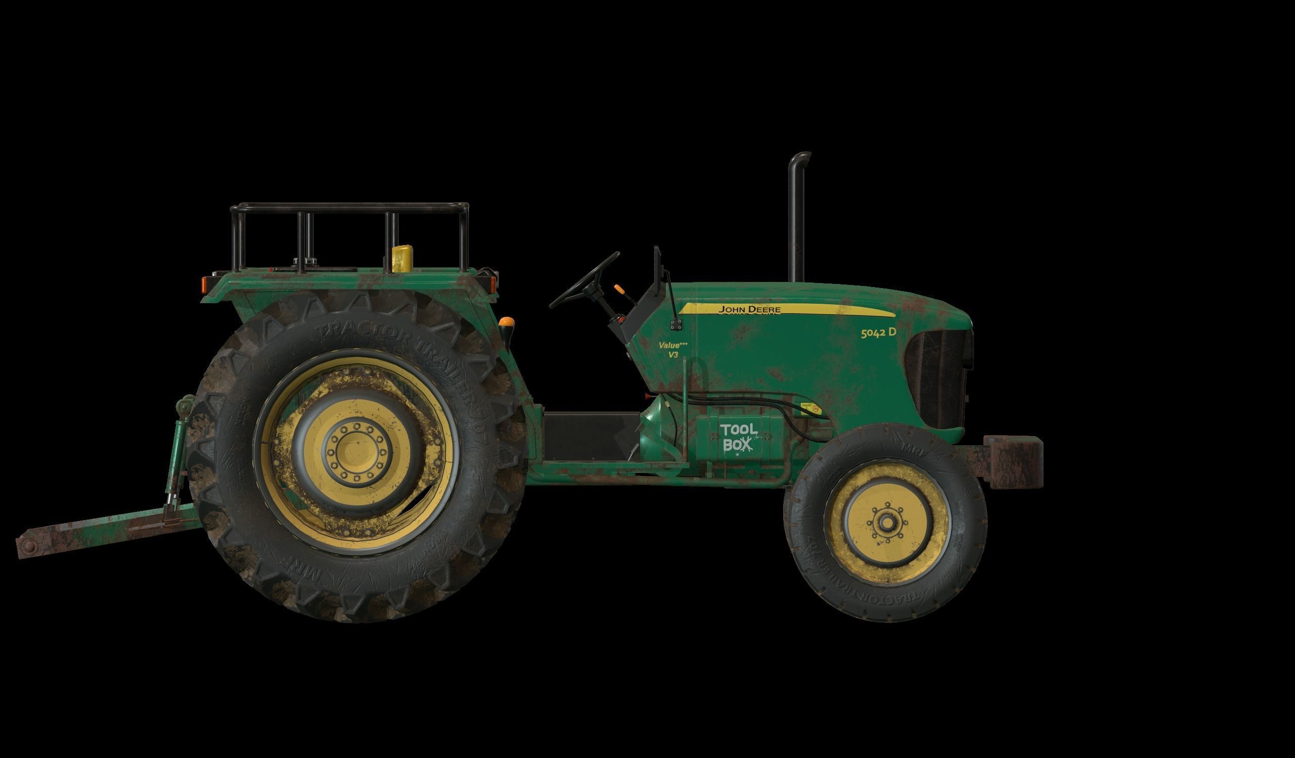 Tractor Low Poly john deere Low-poly 3D model_6