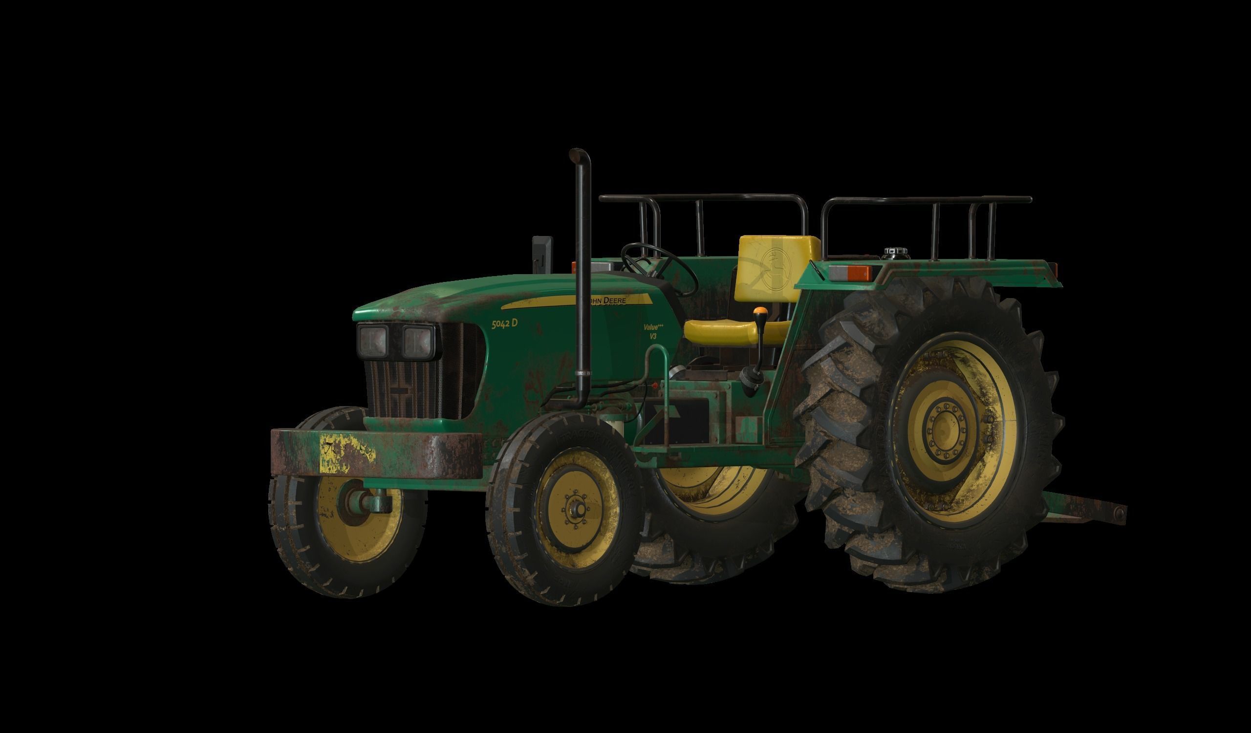 Tractor Low Poly john deere Low-poly 3D model_3