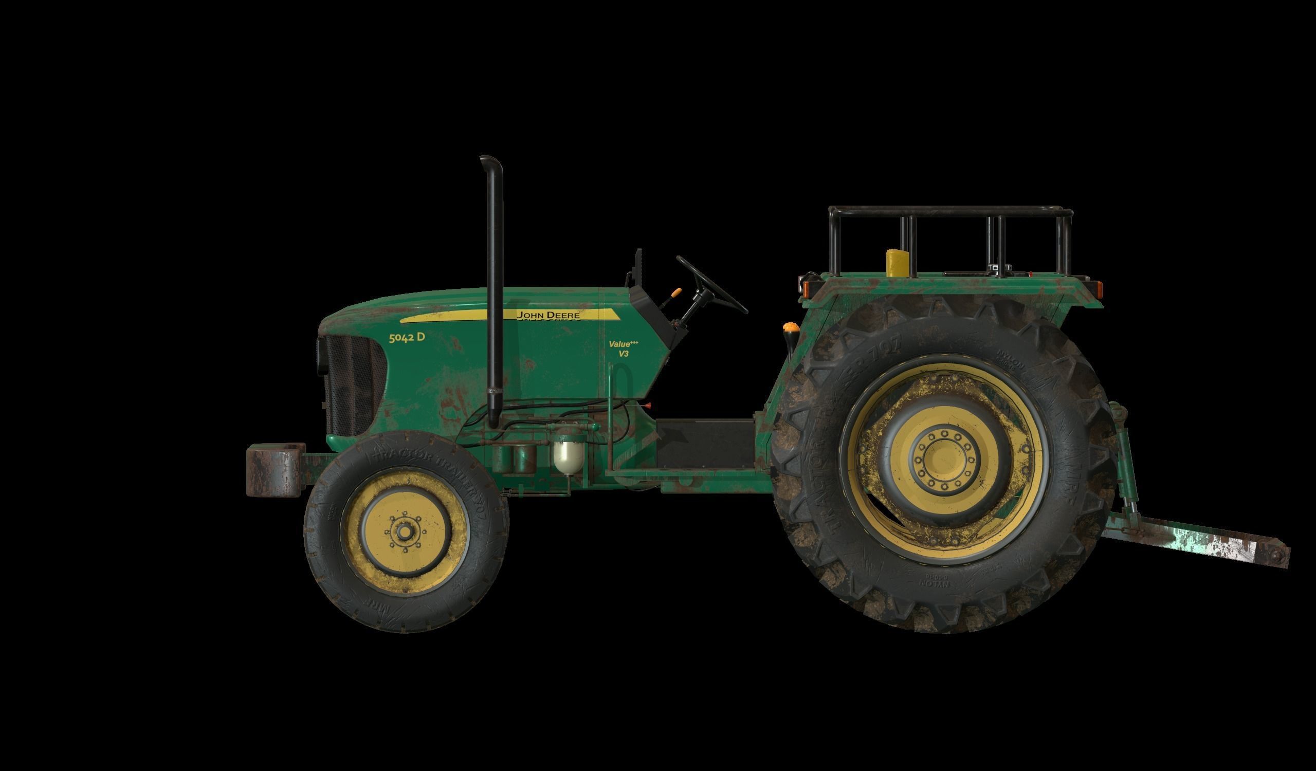 Tractor Low Poly john deere Low-poly 3D model_2