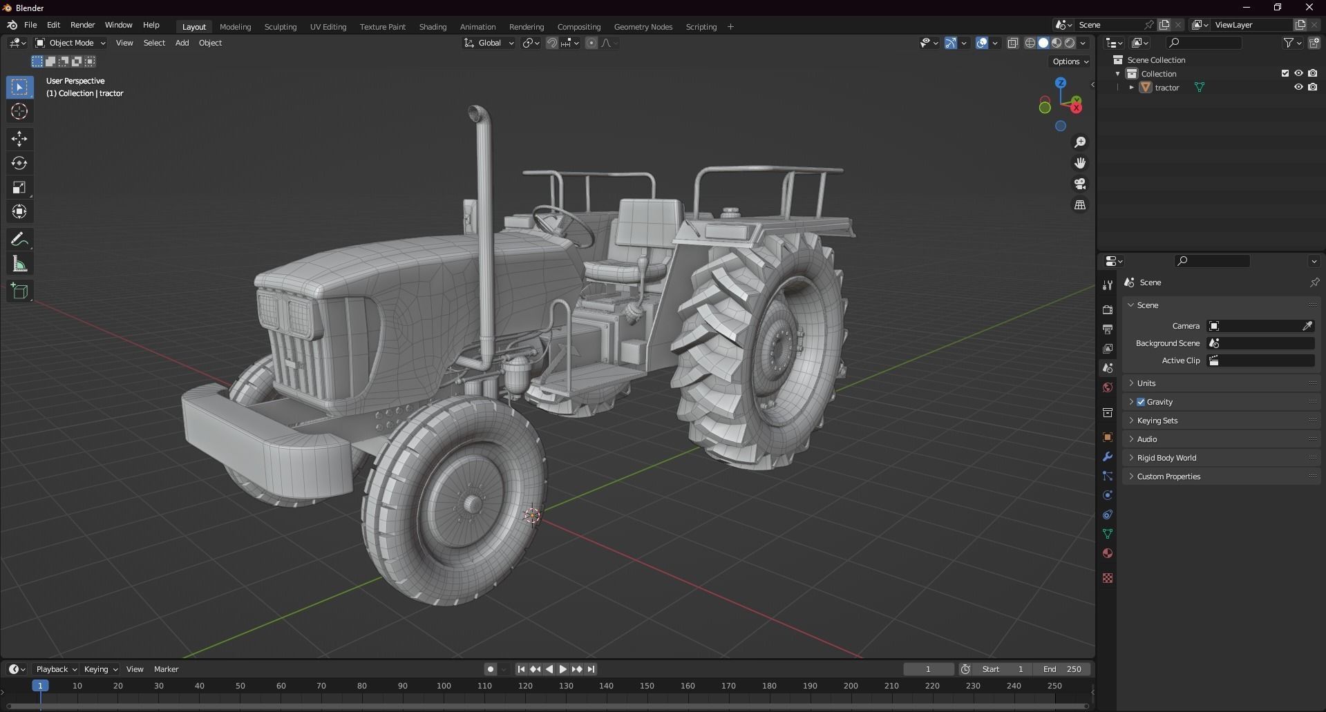 Tractor Low Poly john deere Low-poly 3D model_9