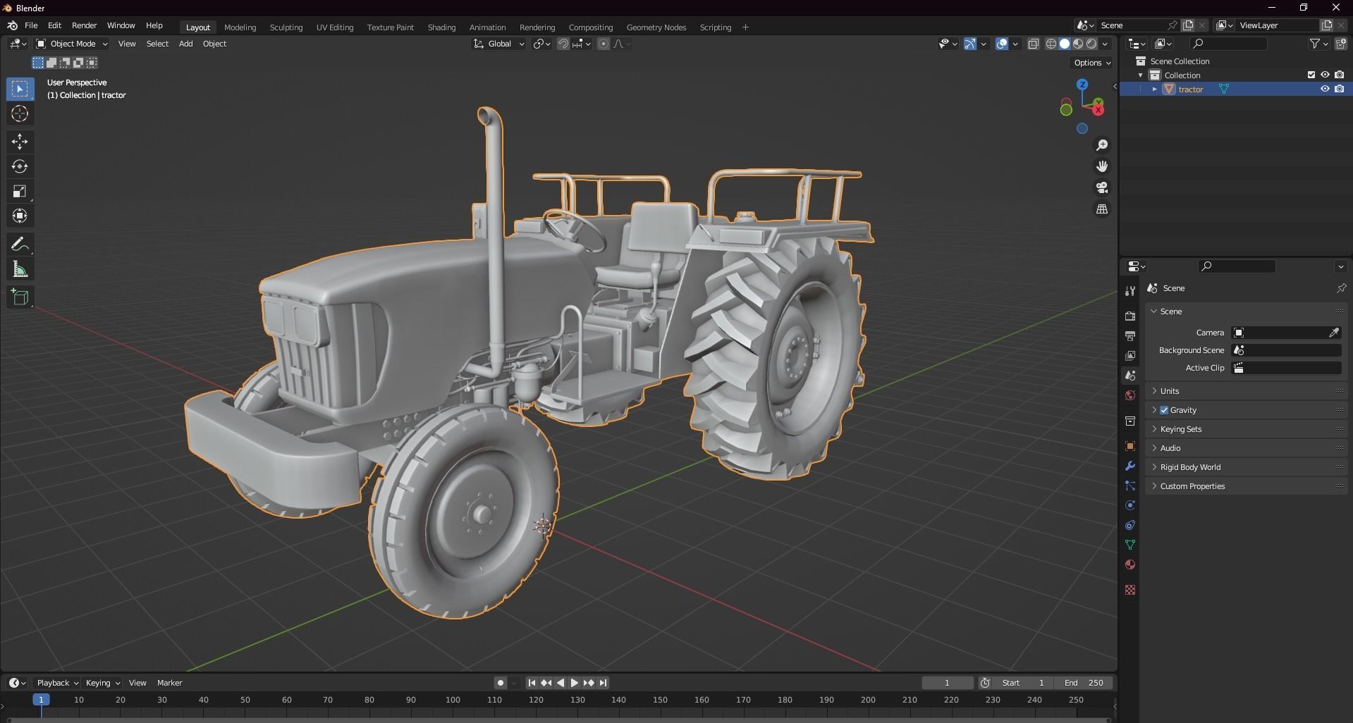 Tractor Low Poly john deere Low-poly 3D model_10