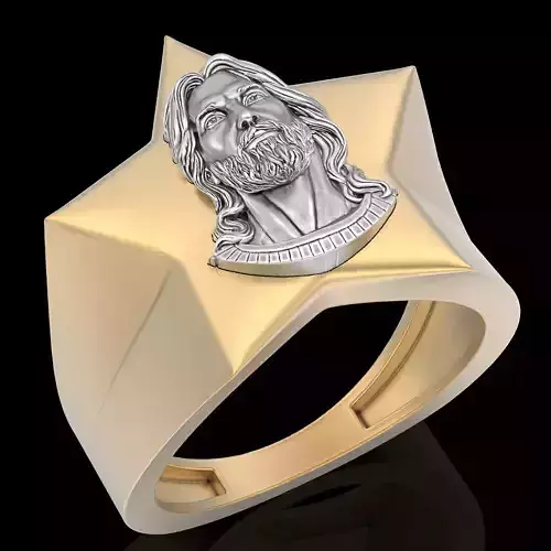 Jesus star ring silver gold printable jewelry 3D model