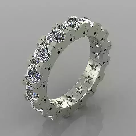Anniversary Band Ring with diamons 3D print model