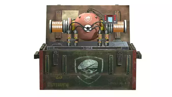 wooden box with bomb Low-poly 3D model