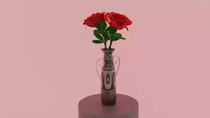 Rose and top Low-poly 3D model