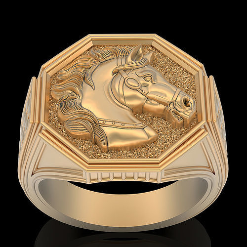 Horse man  ring silver gold printable jewelry 3D model 3D print model