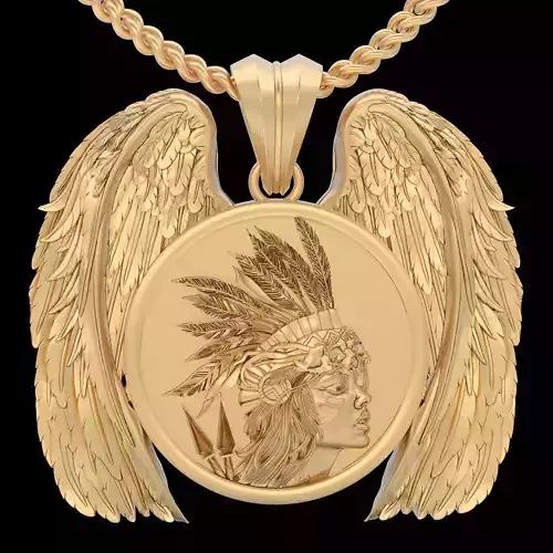 Indian warrior pendant silver gold printable jewelry 3D model 3D print model
