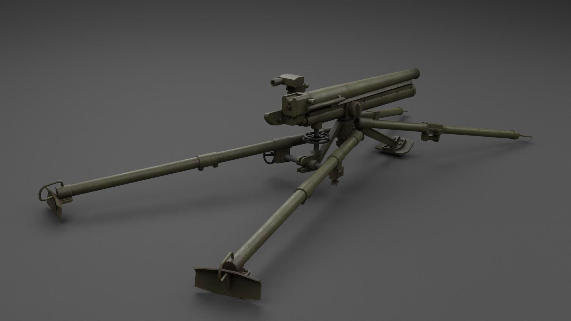 Type 11 37 mm infantry gun Low-poly 3D model_4
