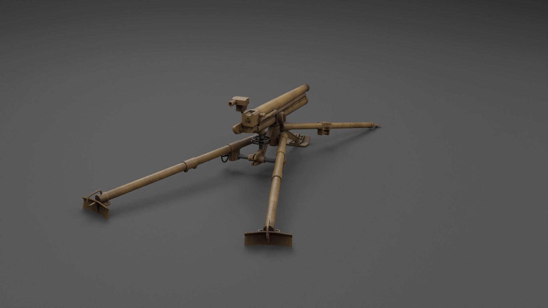Type 11 37 mm infantry gun Low-poly 3D model_16