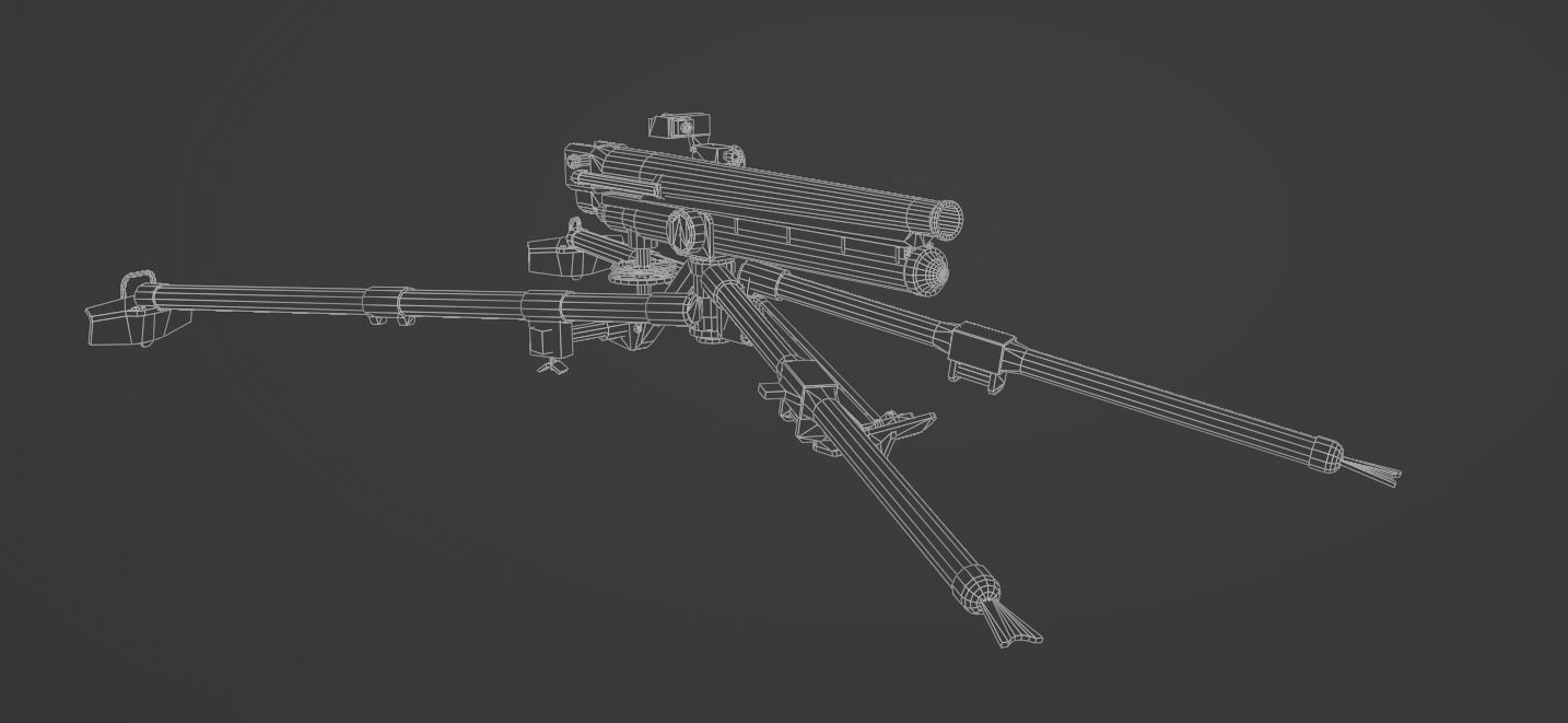Type 11 37 mm infantry gun Low-poly 3D model_9