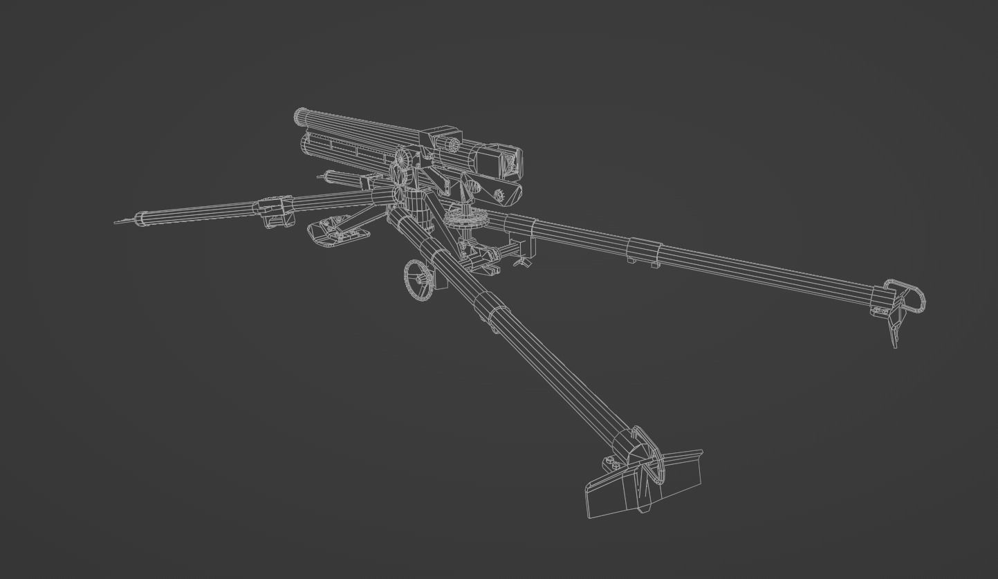 Type 11 37 mm infantry gun Low-poly 3D model_7