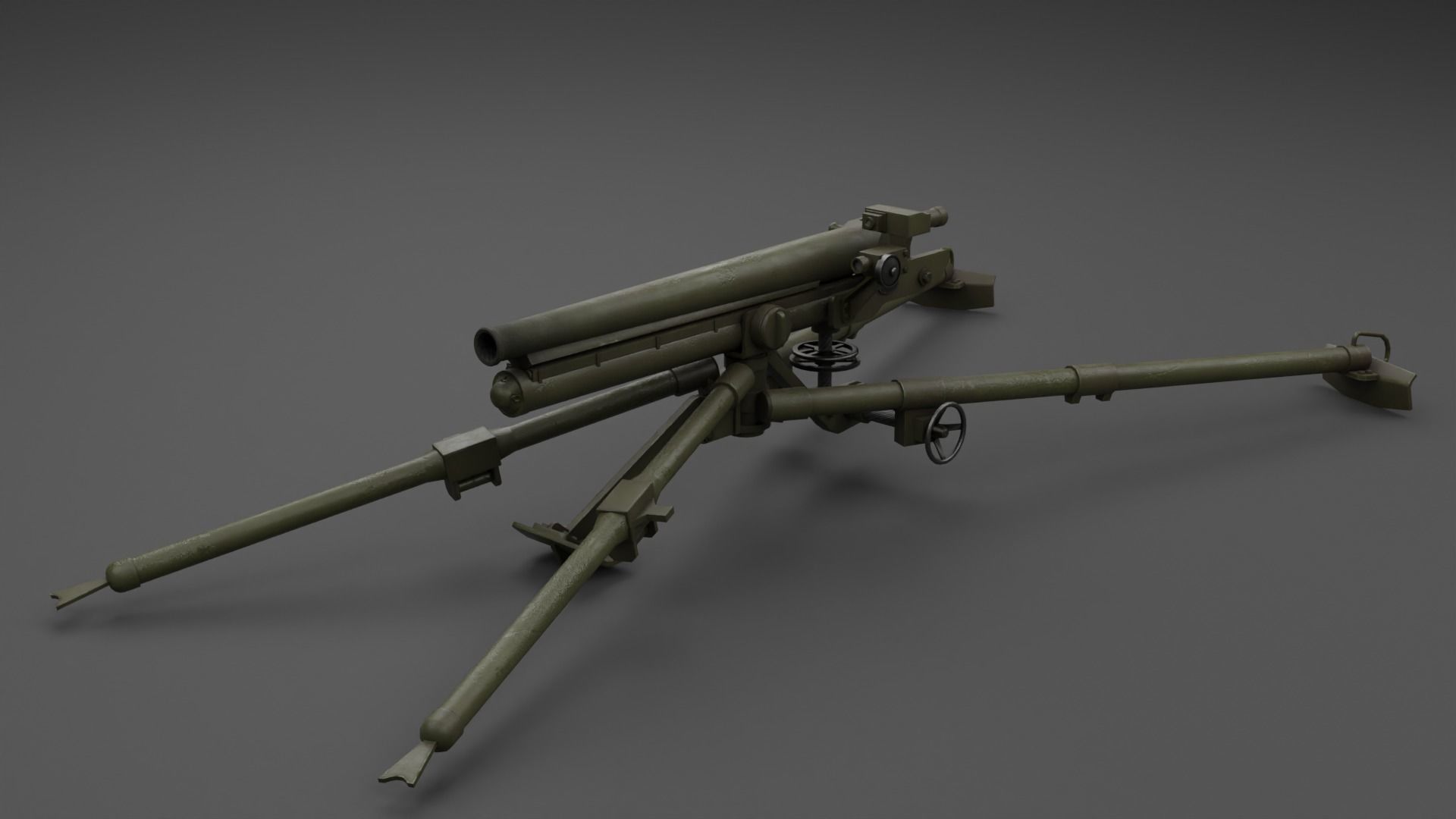 Type 11 37 mm infantry gun Low-poly 3D model_2