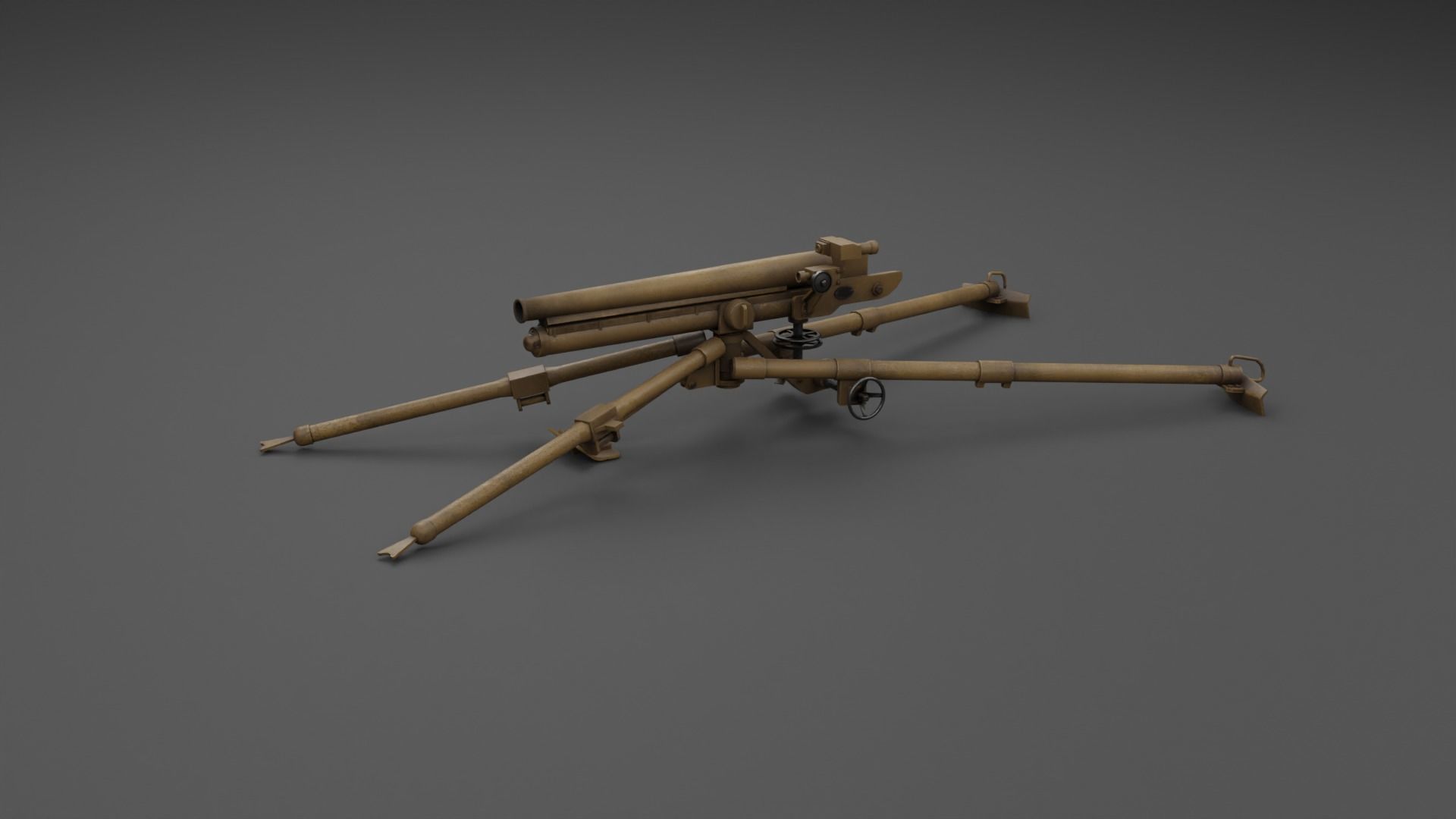 Type 11 37 mm infantry gun Low-poly 3D model_10