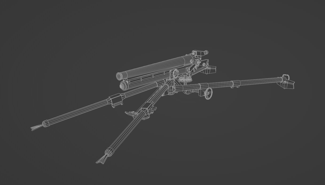 Type 11 37 mm infantry gun Low-poly 3D model_6
