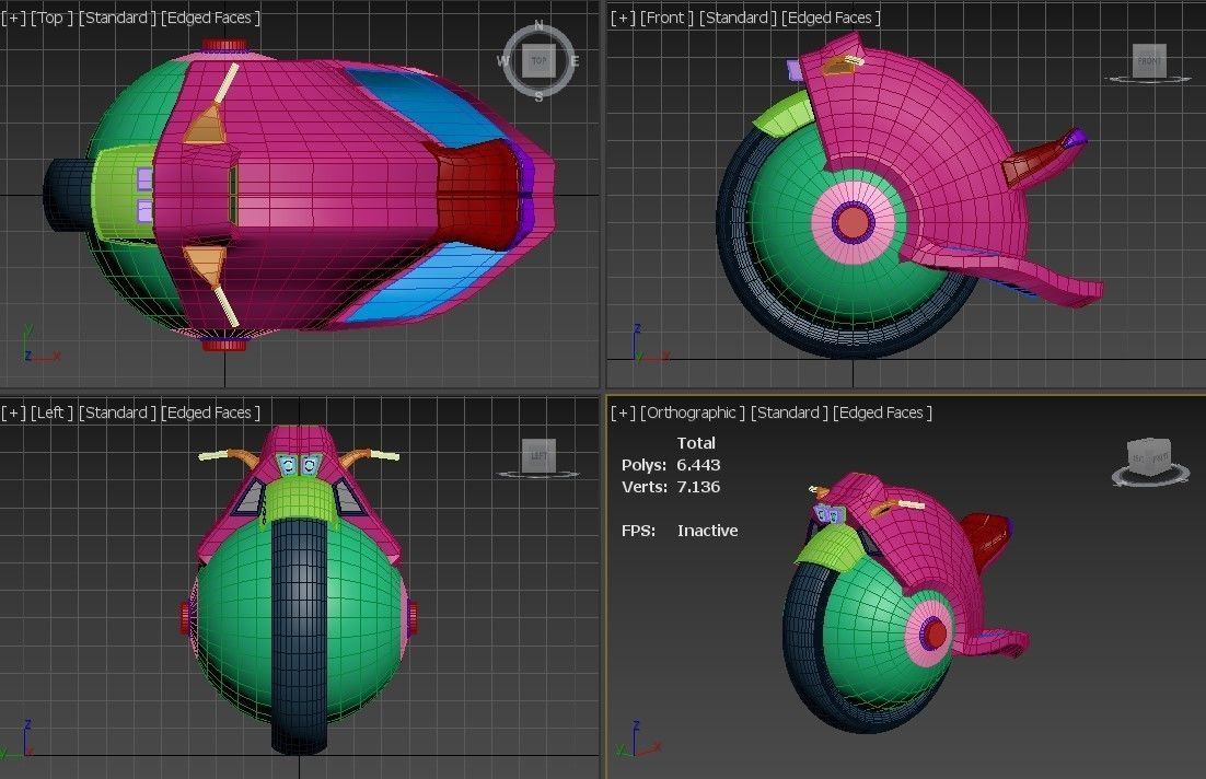 motocycle motorcycle with ball Low-poly 3D model_5