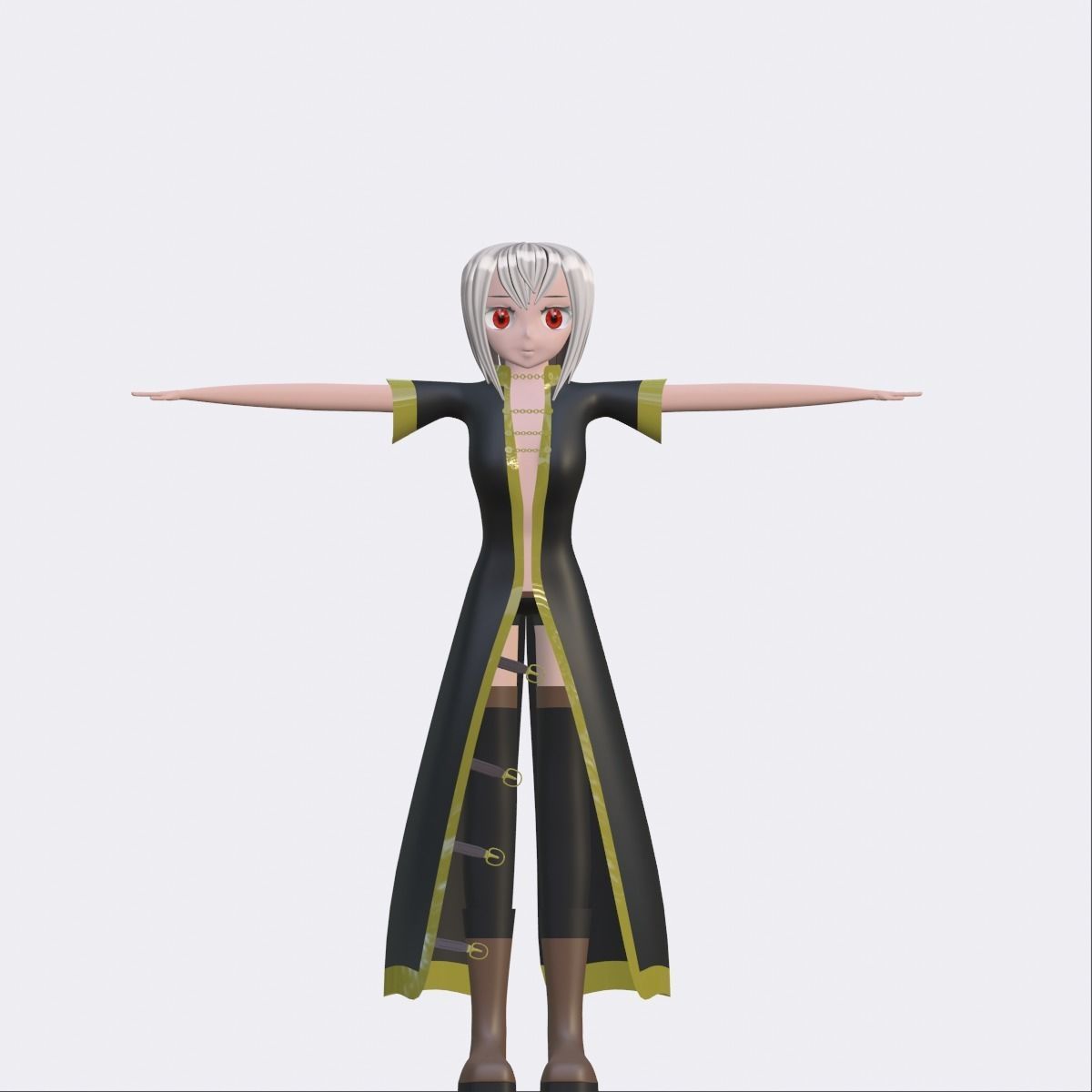 anime girl Low-poly 3D model_5