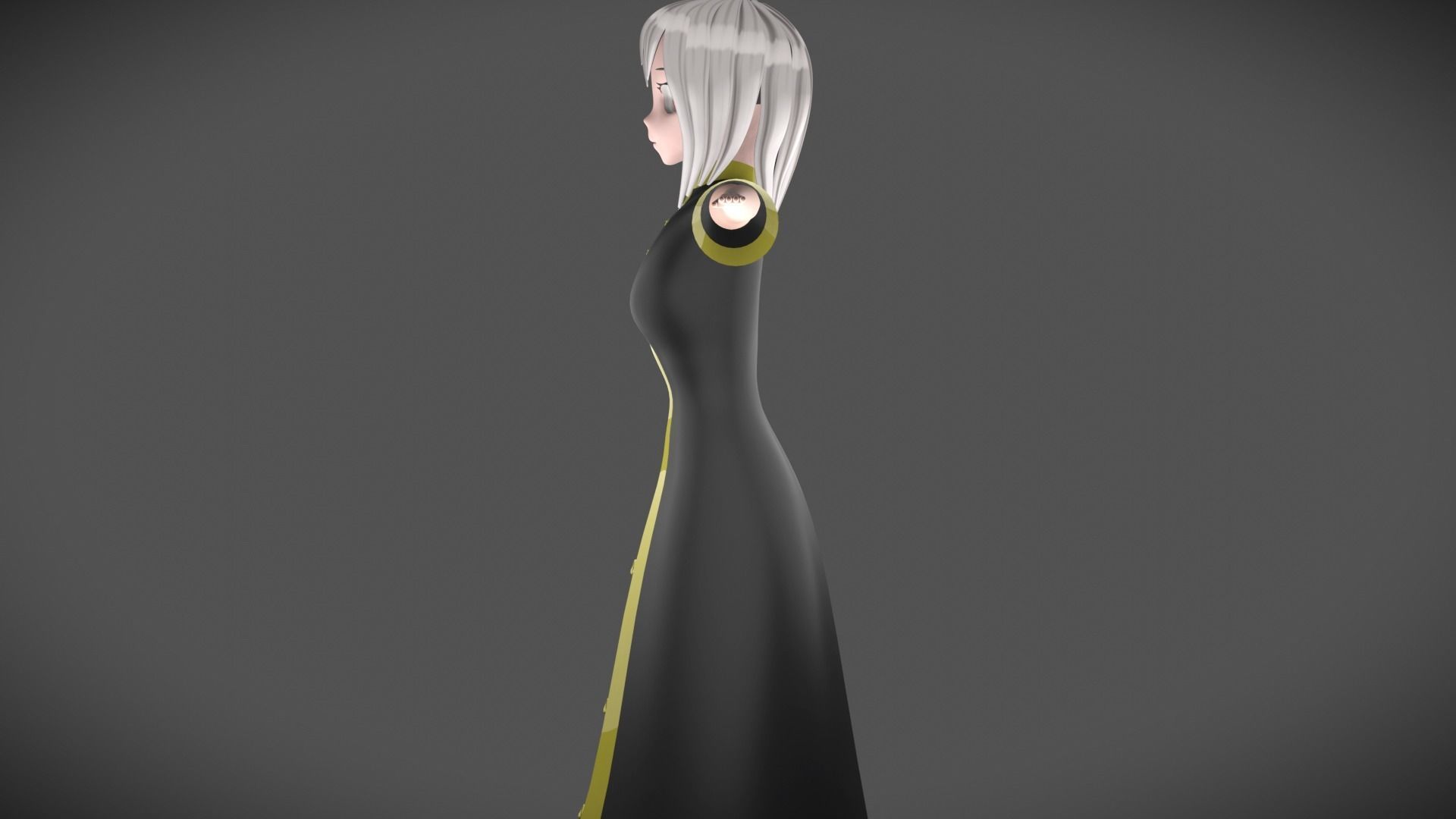 anime girl Low-poly 3D model_1