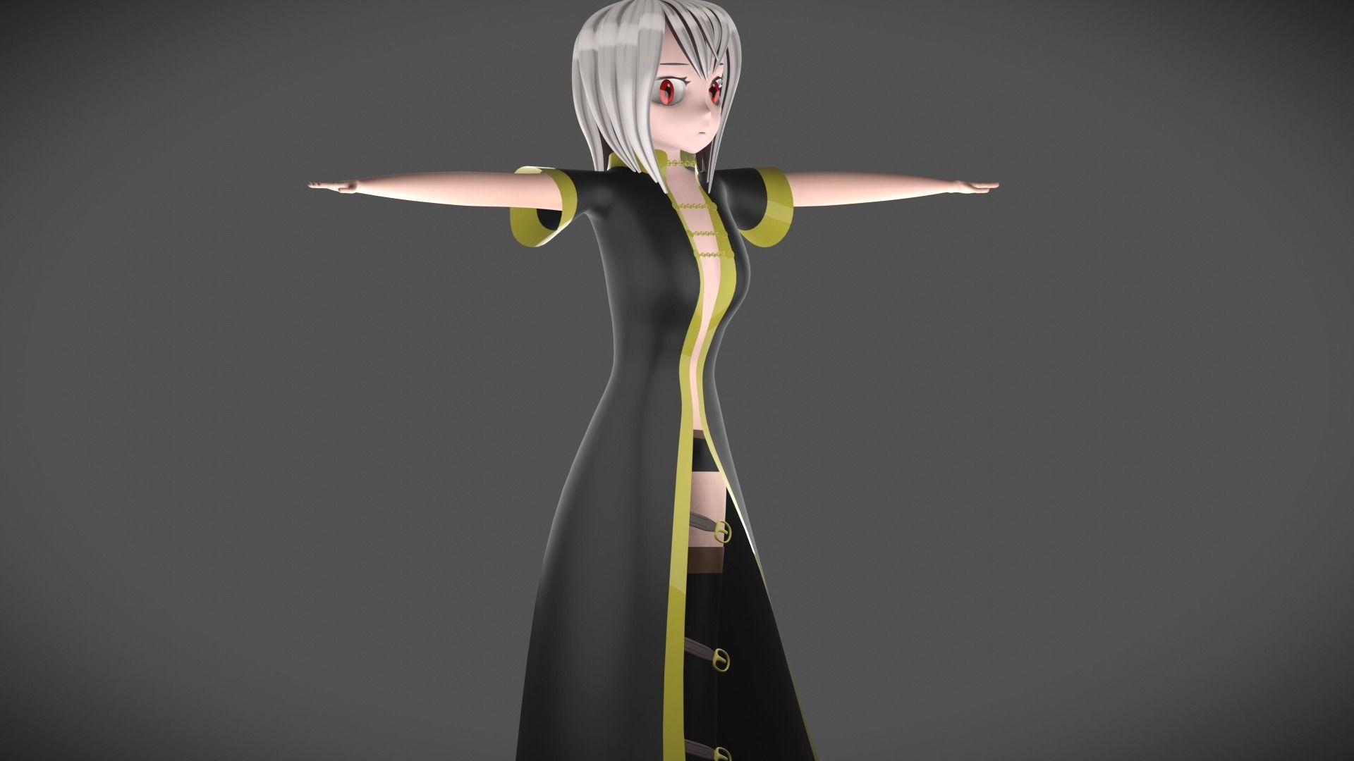 anime girl Low-poly 3D model_3