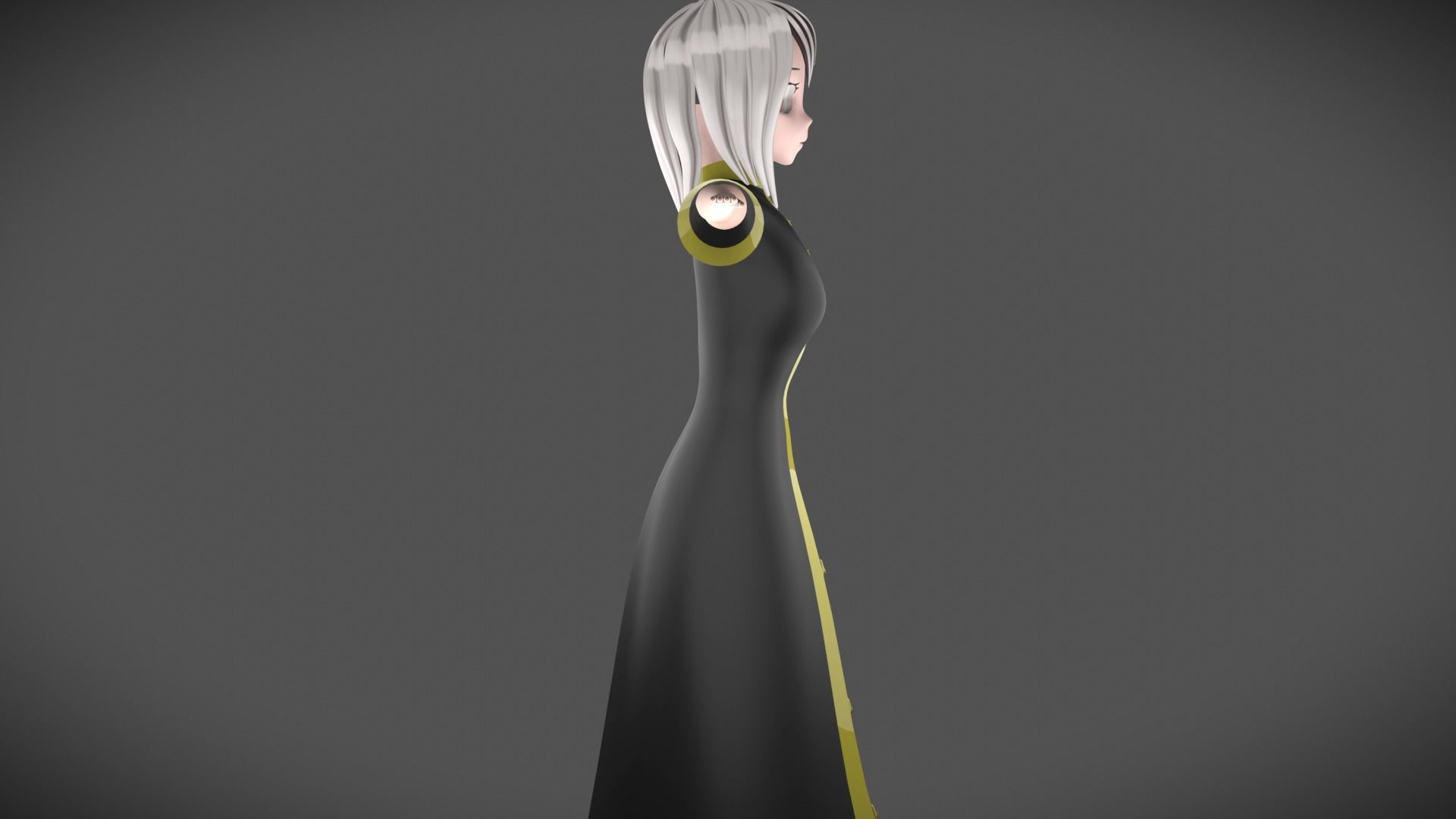 anime girl Low-poly 3D model_2