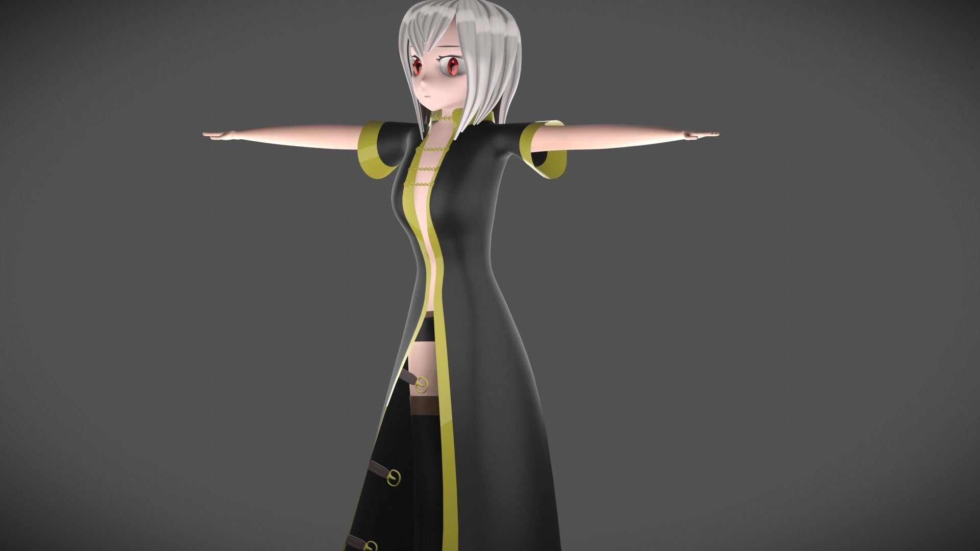 anime girl Low-poly 3D model_4
