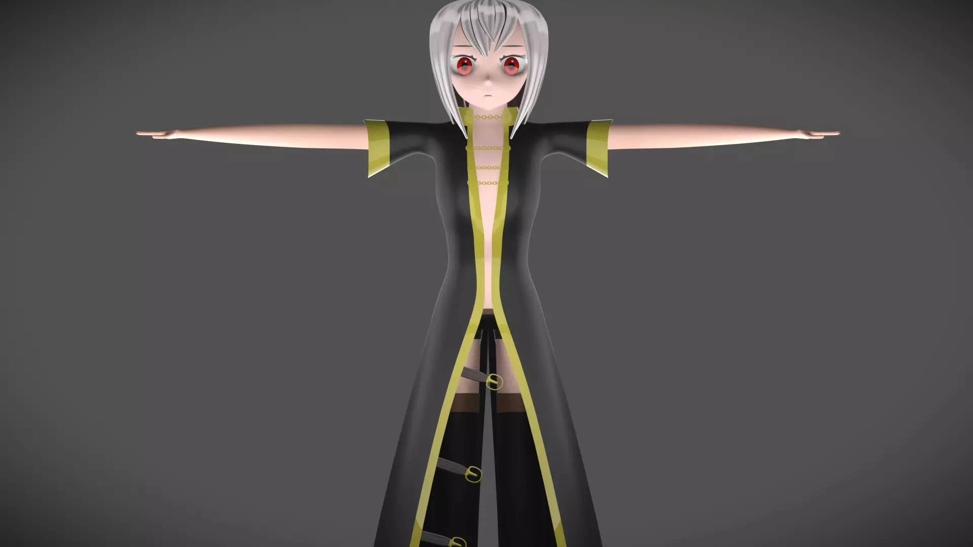 anime girl Low-poly 3D model_0