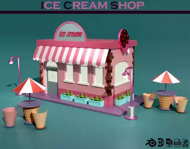 ice cream shop Low-poly 3D model