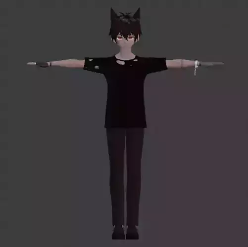 Anime Boy 3D Low-poly Model