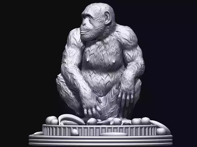 Mokey gaurilla statue printable 3D model 3D print model