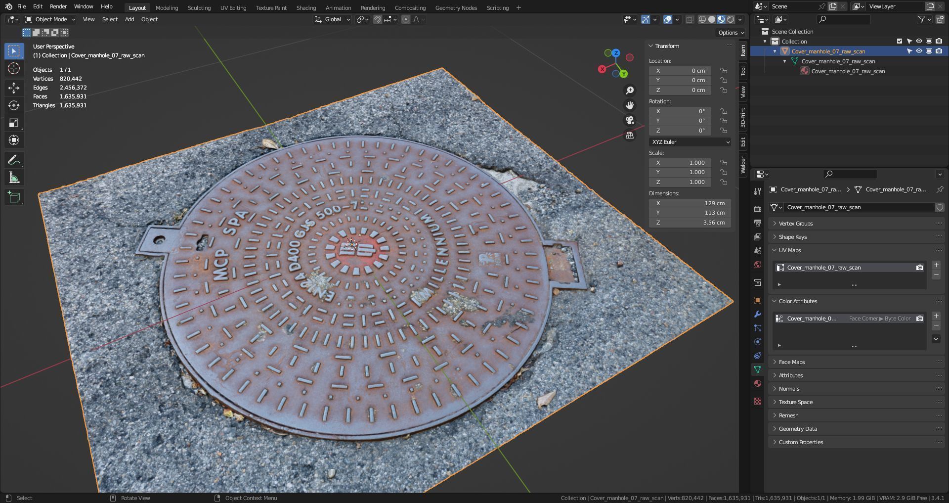 Cover manhole 07 raw scan 3D model_22