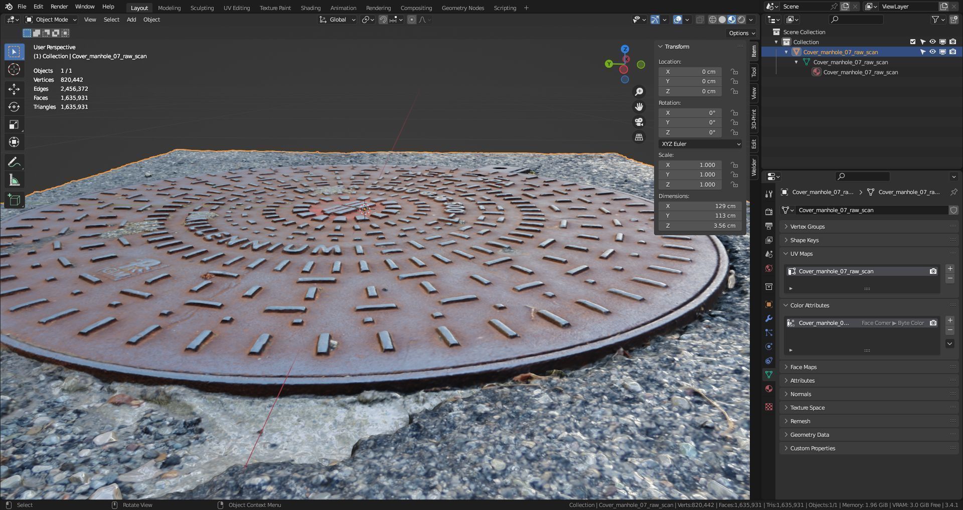 Cover manhole 07 raw scan 3D model_21