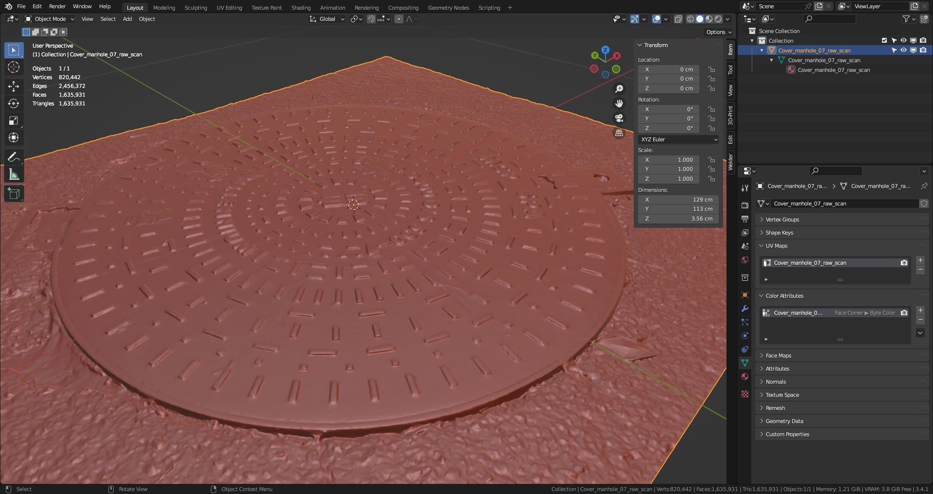 Cover manhole 07 raw scan 3D model_20