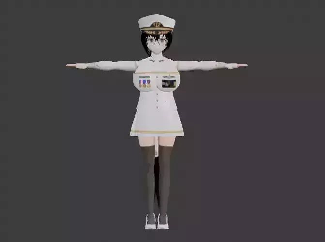 Girl Fleet Adimiral Anime 3D Model Game-ready Model Low-poly 3D model