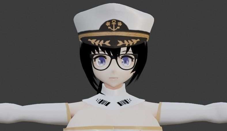 Girl Fleet Adimiral Anime 3D Model Game-ready Model Low-poly 3D model_2