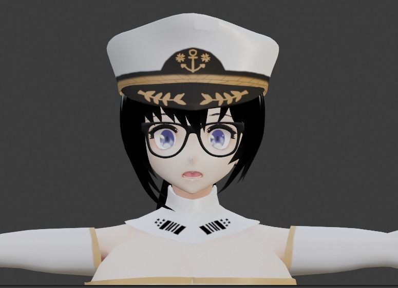 Girl Fleet Adimiral Anime 3D Model Game-ready Model Low-poly 3D model_8