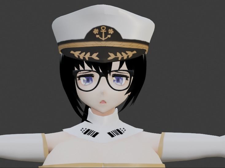 Girl Fleet Adimiral Anime 3D Model Game-ready Model Low-poly 3D model_7