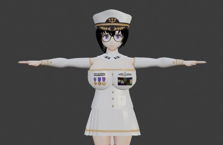 Girl Fleet Adimiral Anime 3D Model Game-ready Model Low-poly 3D model_1
